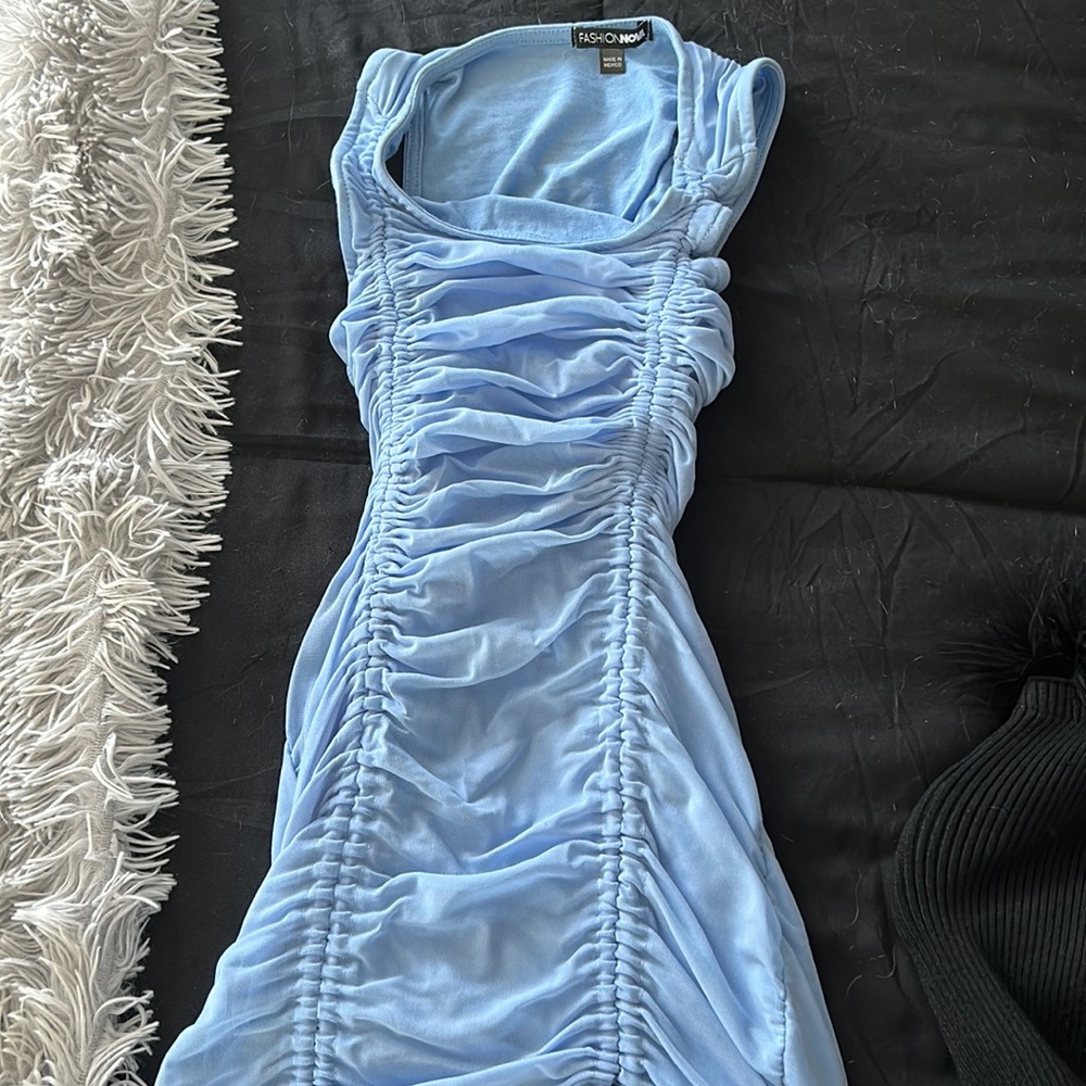 Sweet attitude ruched mesh mini dress 🤍